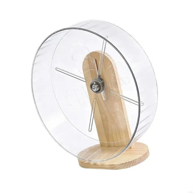 Silent Acrylic Hamster Running Wheel with Wooden Stand