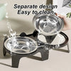 Stainless Steel Anti-Tip Cat & Dog Bowl with Double Compartments