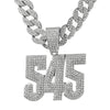 Silver iced out letter and animal pendant Cuban link chain necklace