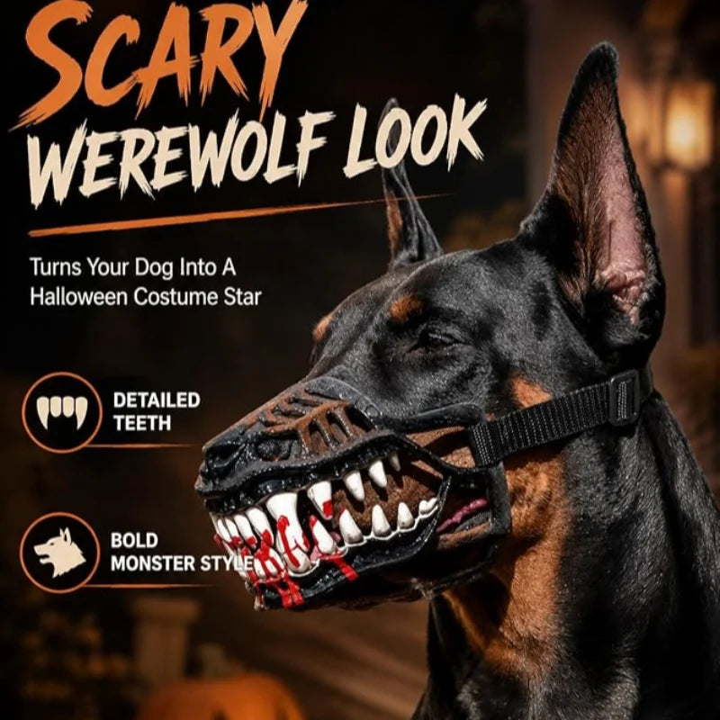 Scary Dog Muzzle Costume Mask with Fake Teeth