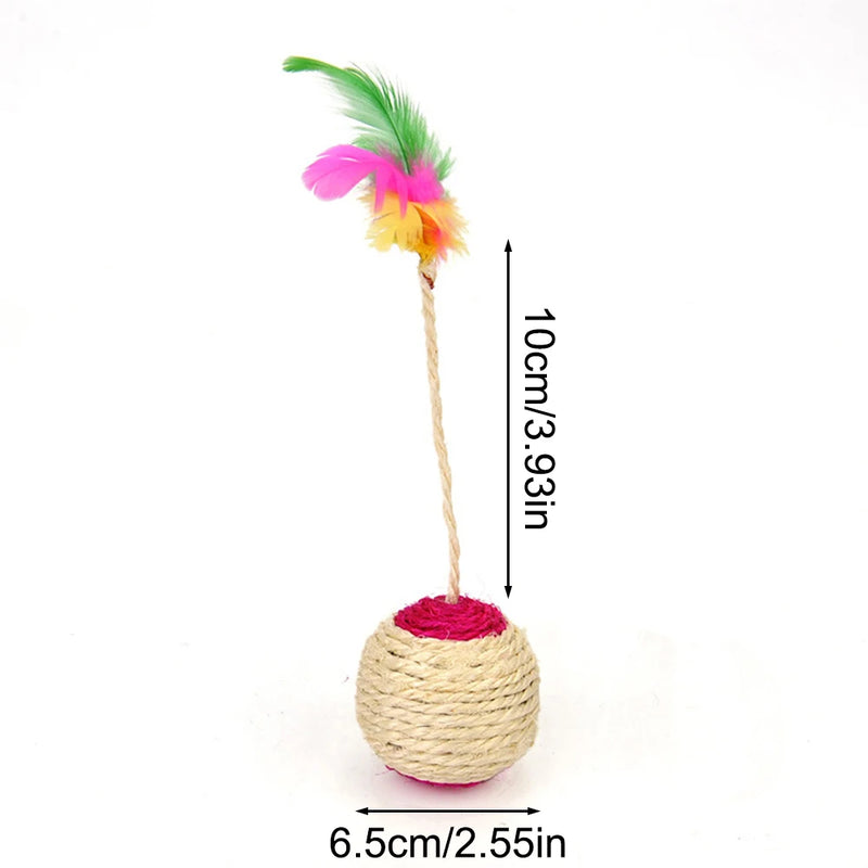 Pelota Interactiva para Gatos de Sisal y Plumas