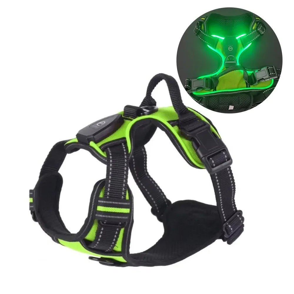 Rechargeable LED Dog Harness with Reflective Strips