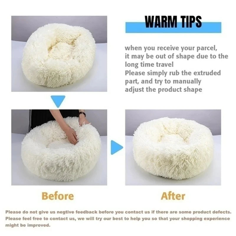 Cozy Plush Round Pet Bed for Dogs and Cats