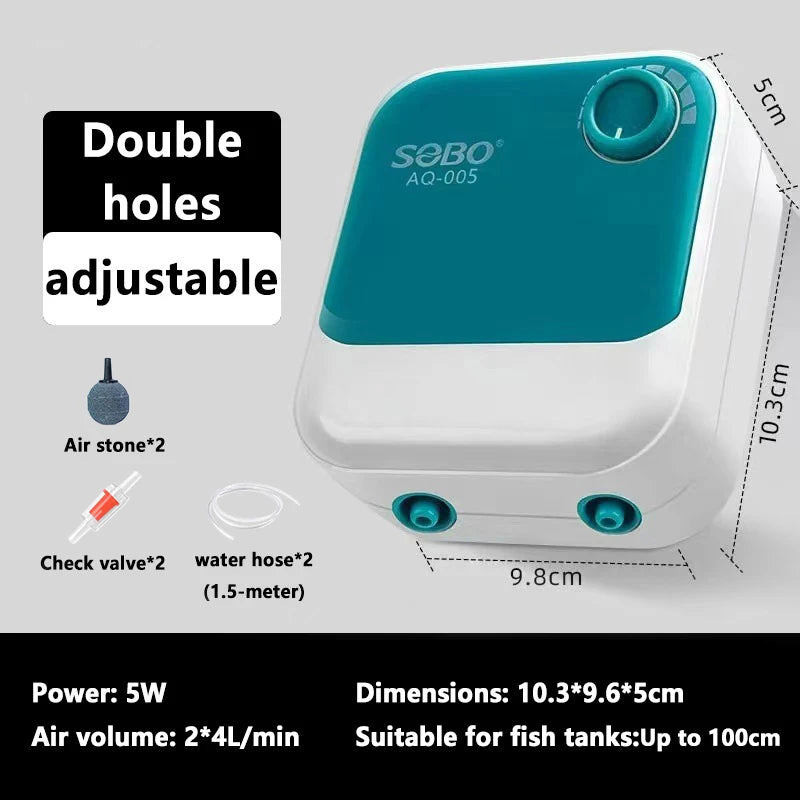 Adjustable Aquarium Air Pump with Powerful Oxygen Output