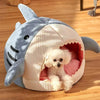 Cartoon Shark Pet Cave Bed for Cats and Small Dogs
