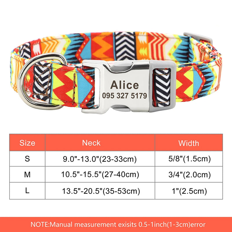 Personalisierte Nylon-Hundehalsband mit graviertem ID-Plättchen