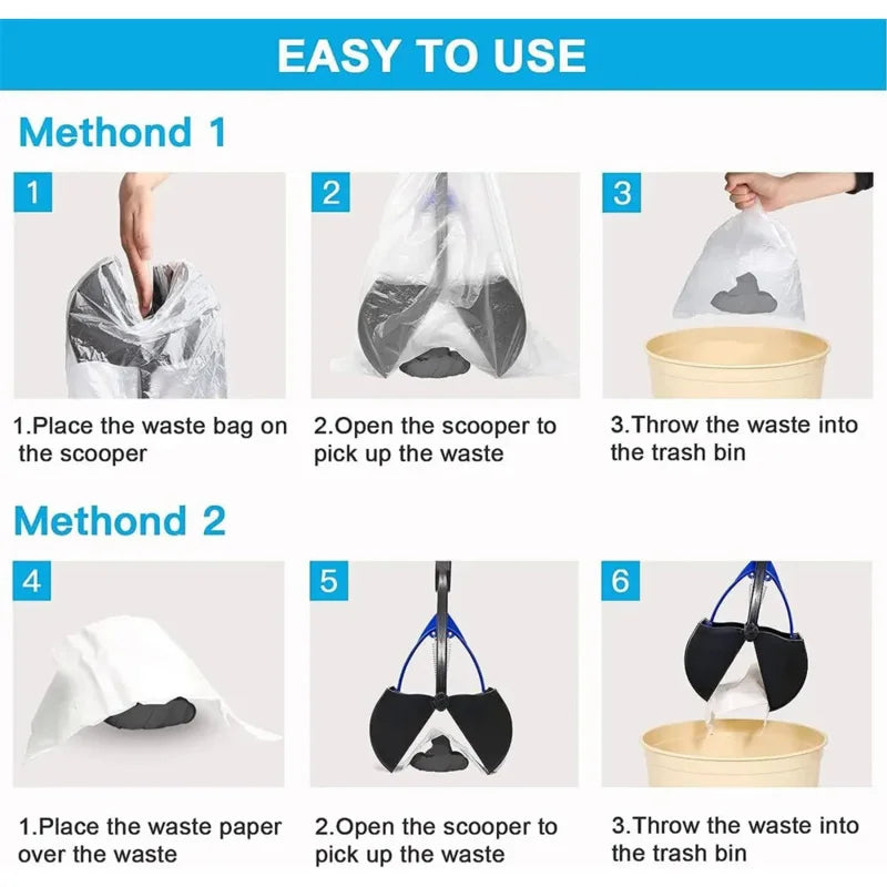 Long-Handle Dog Poop Scooper with Jaw Picker