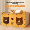 2-in-1 Cat Scratcher House with Hideout and Lounge Bed