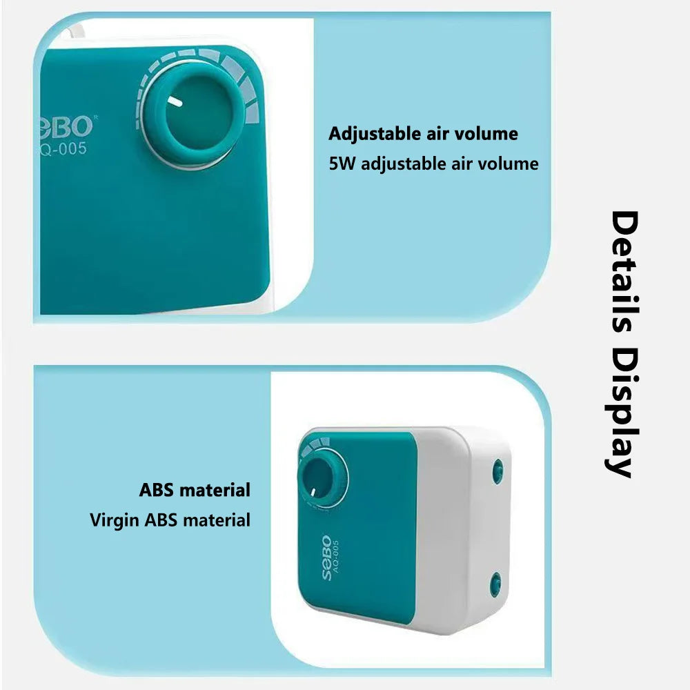 Adjustable Aquarium Air Pump with Powerful Oxygen Output
