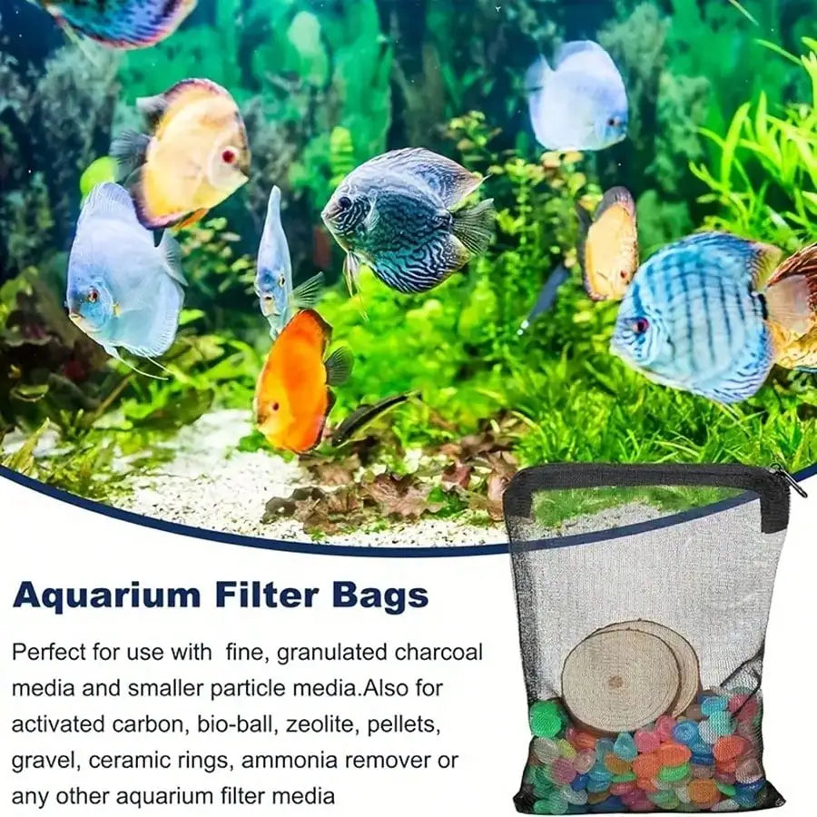 Set of 10 Aquarium Filter Media Mesh Bags with Zippers