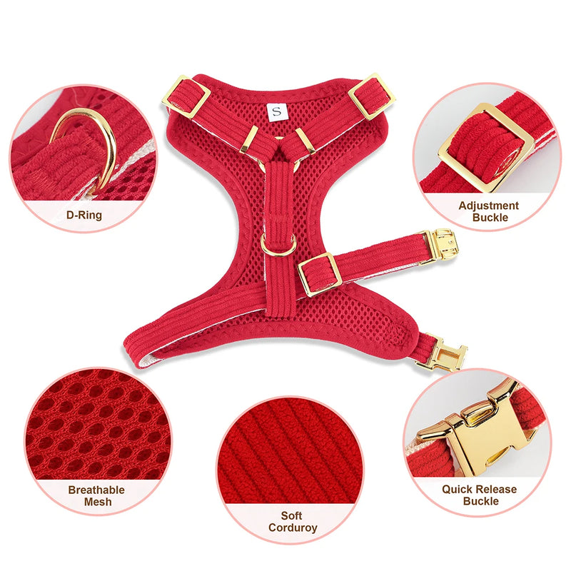 3-Piece Dog Collar Harness Leash Set with Bowknot