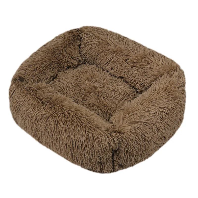 Lit carré en peluche de luxe pour chien