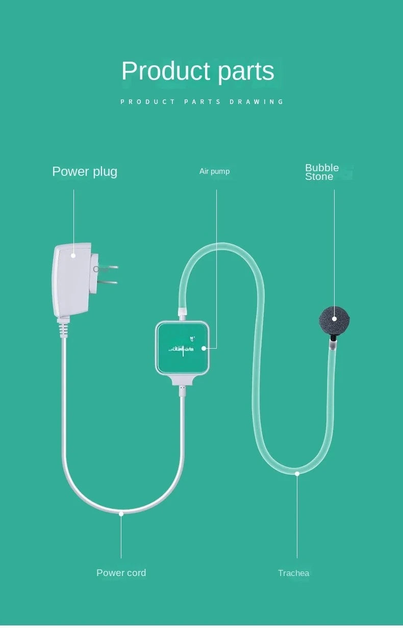 Ultra-Quiet Mini Aquarium Air Pump