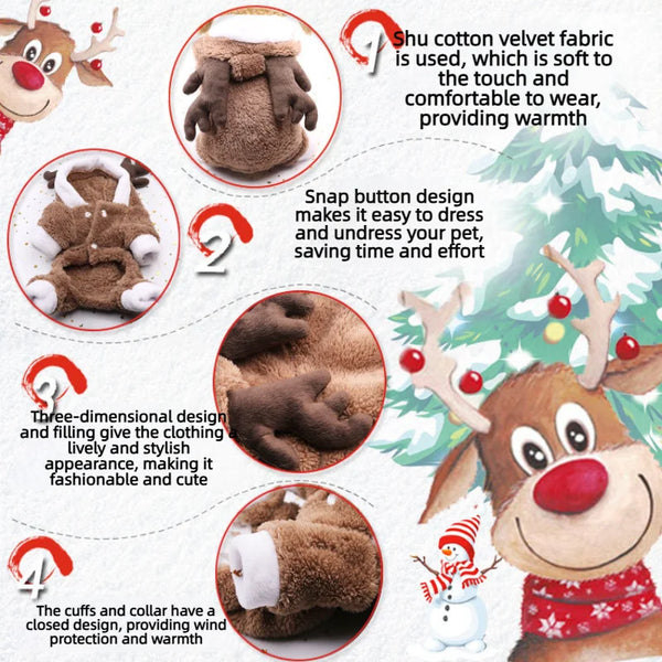Adorable animal-shaped hooded coat for pets made of soft velvet fabric with snap buttons and cuffs