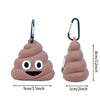 A portable silicone dog waste bag dispenser in a brown, squishy, cone-shaped design.