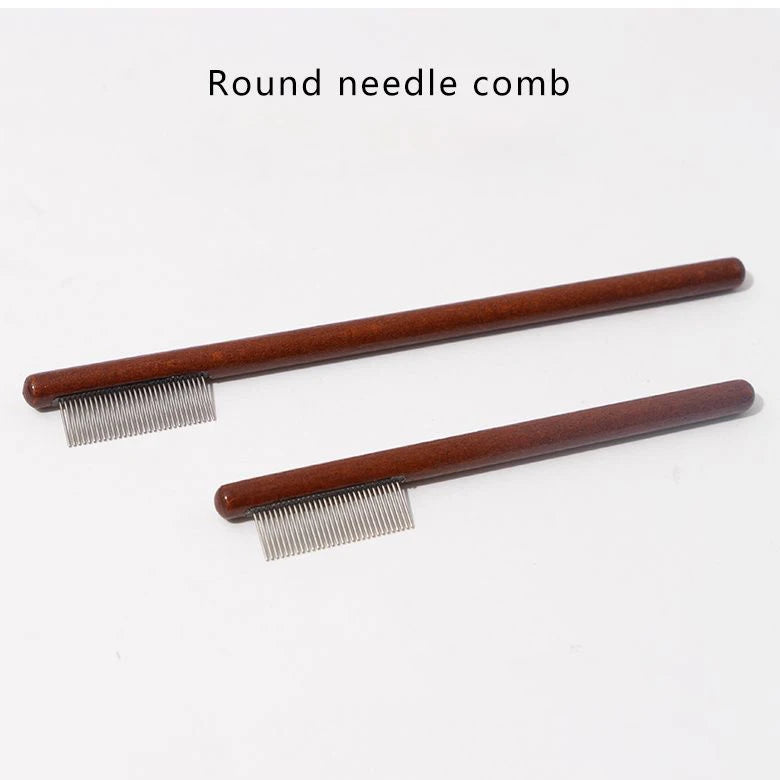 Wooden Pet Grooming Comb with Tear Stain Scissors