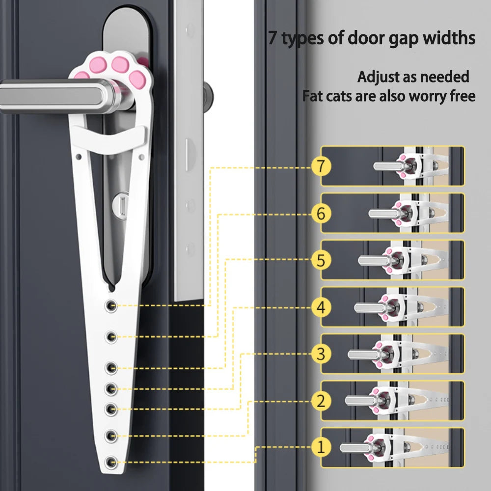 No-Drill Adjustable Cat Door Latch with Stabilizer