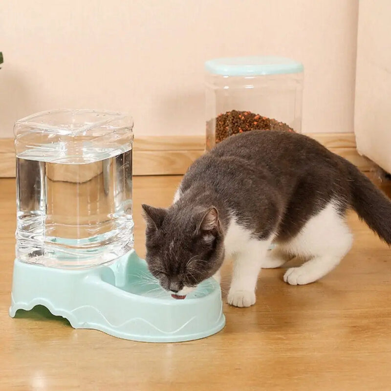 Distributeur de nourriture et fontaine à eau transparents 3,8 L pour animaux