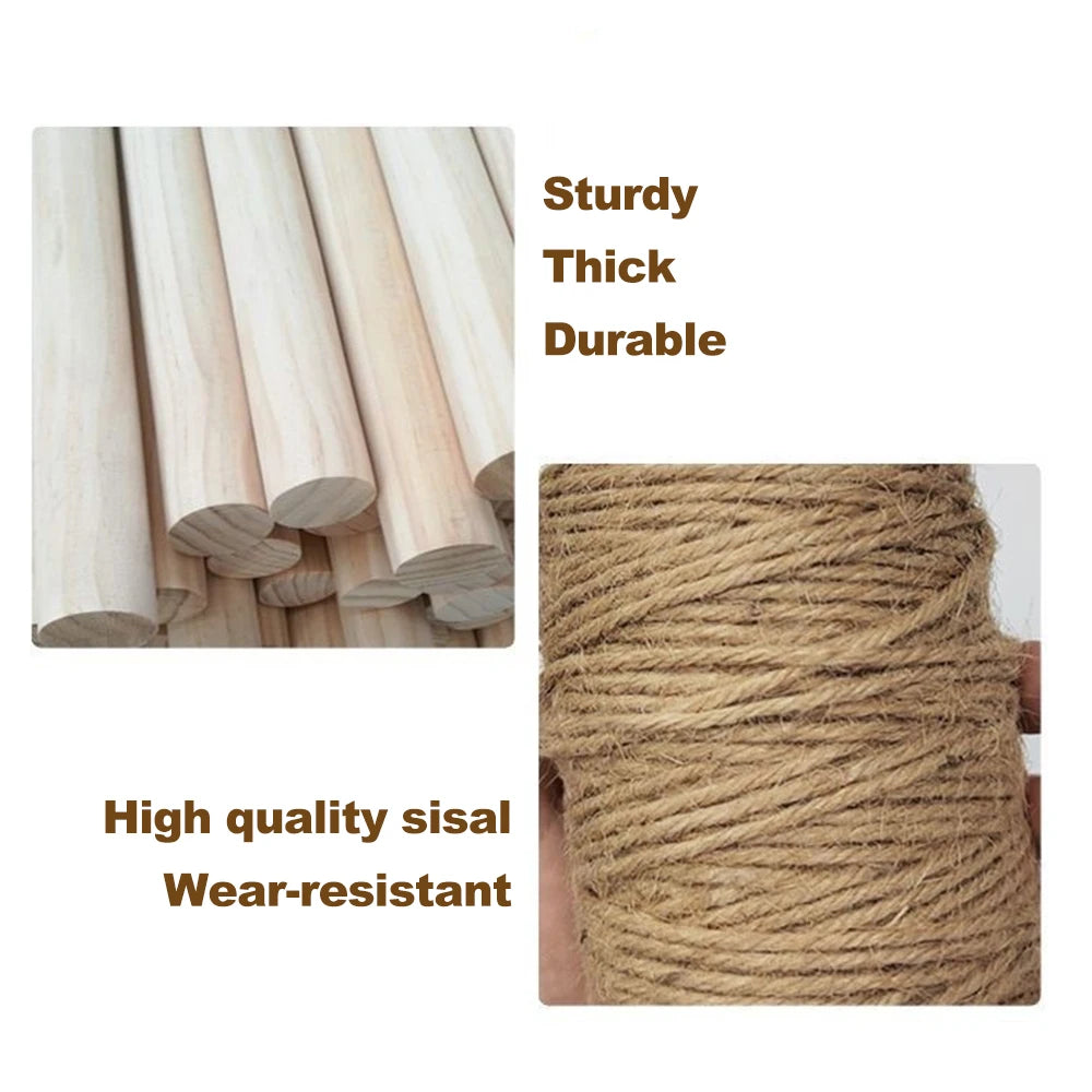 A spool of thick, durable, high-quality sisal rope used for replacement scratch posts on cat trees and climbing frames.