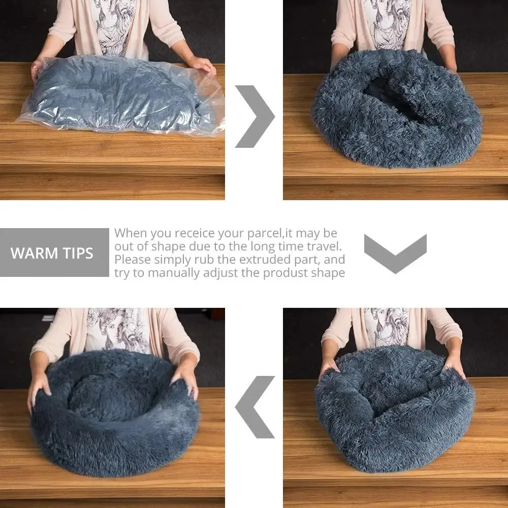 Cozy Plush Round Pet Bed for Dogs and Cats