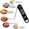 Instant read digital meat thermometer showing various food temperatures and baby temperature readings.