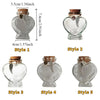 Five styles of heart-shaped glass jars for pet hair storage, showing different designs and sizes.