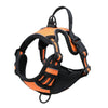 Orange and black heavy duty dog harness with a control handle