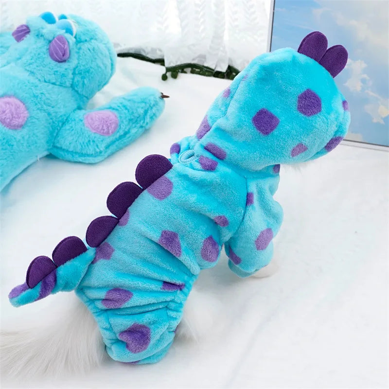 Cozy Dinosaur Fleece Pet Hoodie for Small Dogs and Cats