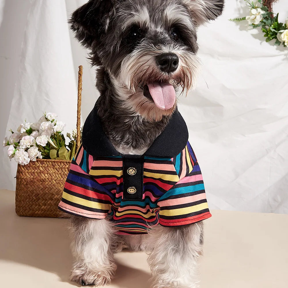 Classic Stripe Polo Shirt for Small Dogs