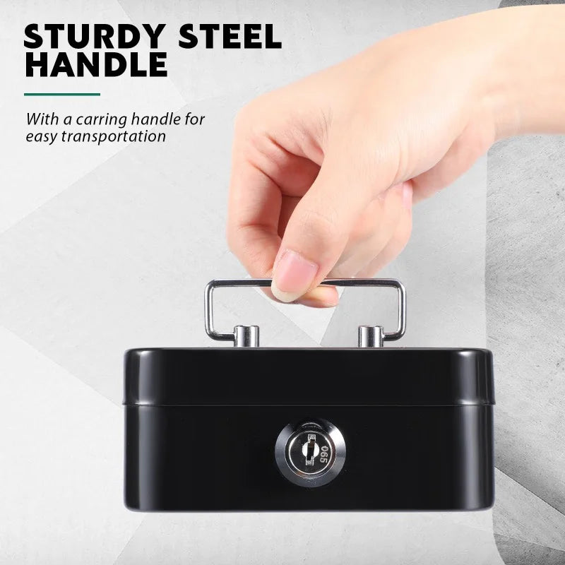 Portable Metal Money Safe Box with Key Lock