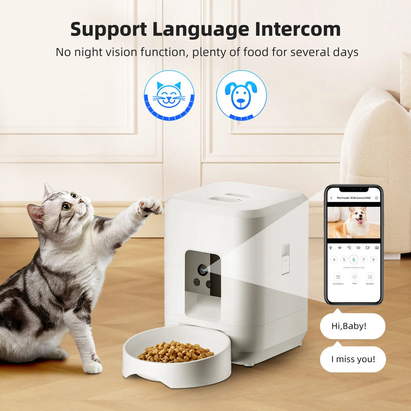 Distributeur de nourriture intelligent pour animaux avec caméra Wi-Fi