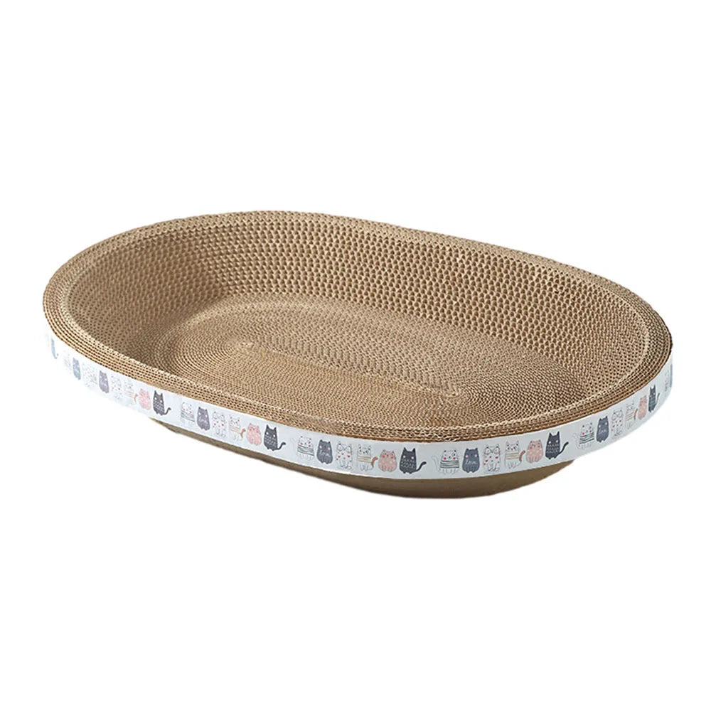 Oval Corrugated Cardboard Cat Scratcher Bed