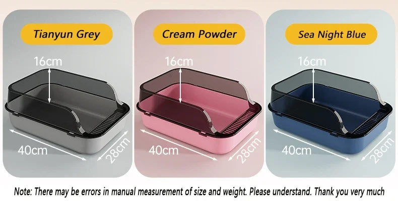 Semi-Enclosed Cat Litter Box with High Splash Guard