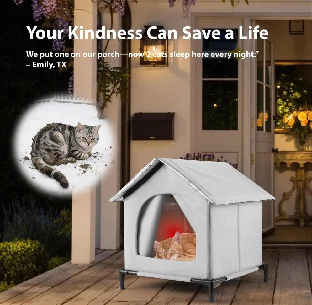 All-Season Waterproof Foldable Cat House with Cooling & Warming Features