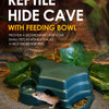 Reptile Hide Cave Decor with 2 Food Bowls