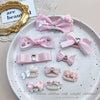 Pink Bow Pet Hair Clip with Rhinestone & Pearl Accents