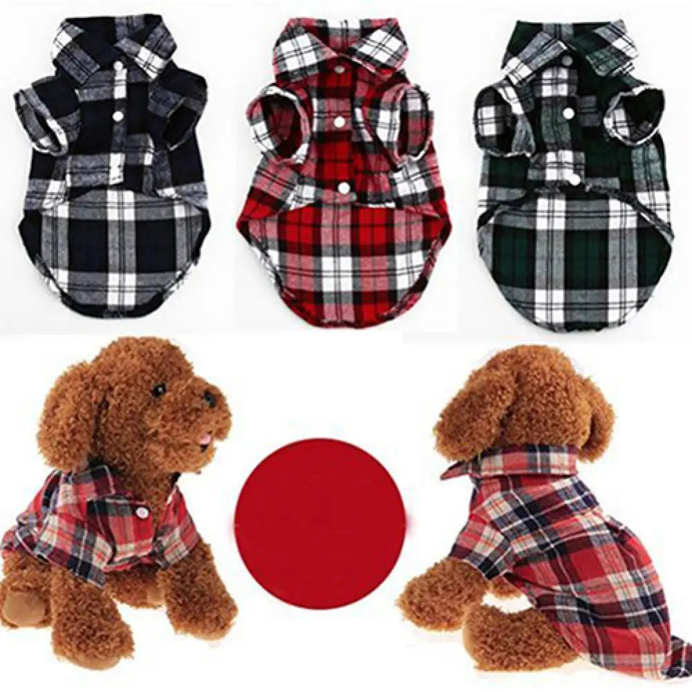 British Style Plaid Pet Shirt Jacket for Small Dogs and Kittens