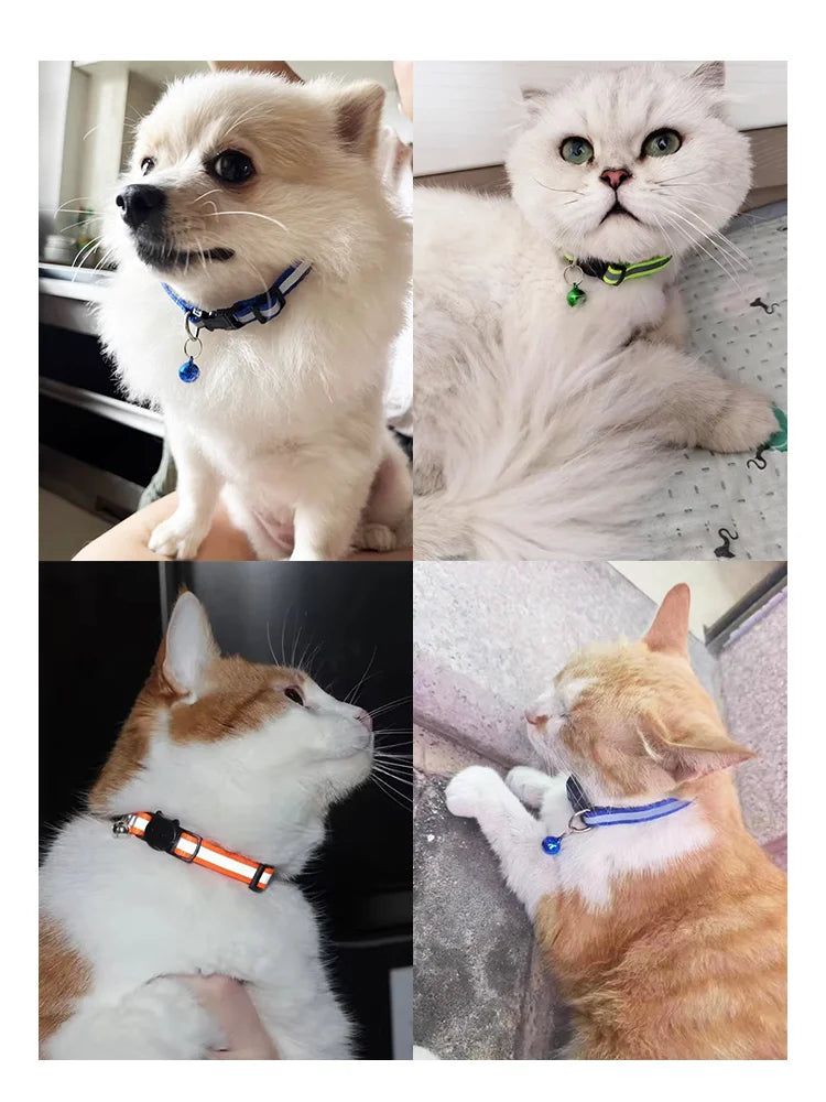 Reflective Cat Head Pet Collar with Bell for Cats and Small Dogs