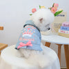 Charming Denim Jacket for Small Dogs with Playful Prints