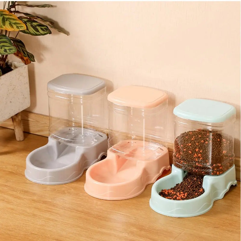 Distributeur de nourriture et fontaine à eau transparents 3,8 L pour animaux