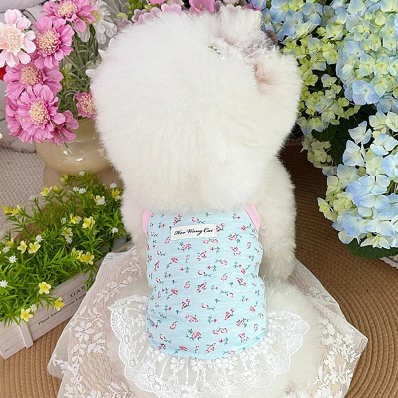 Vestido Floral de Encaje para Mascotas