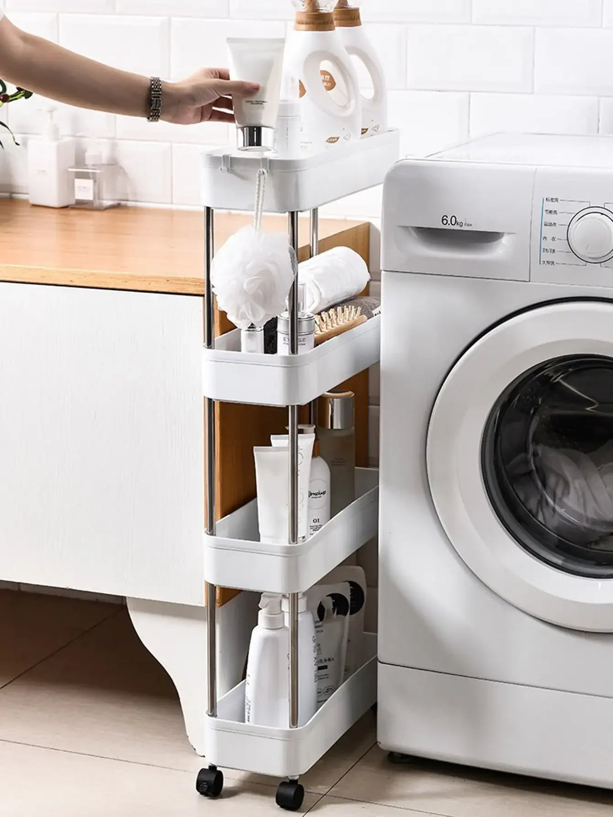 Rolling Utility Storage Cart with 3/4 Tiers
