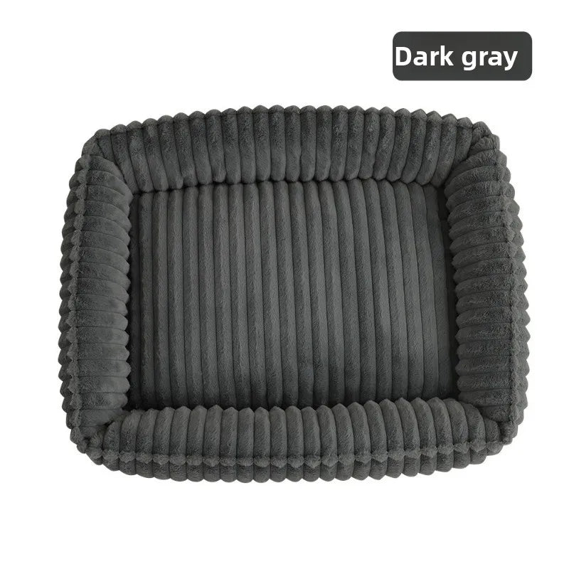 Cozy Rectangle Plush Pet Bed with Removable Cover