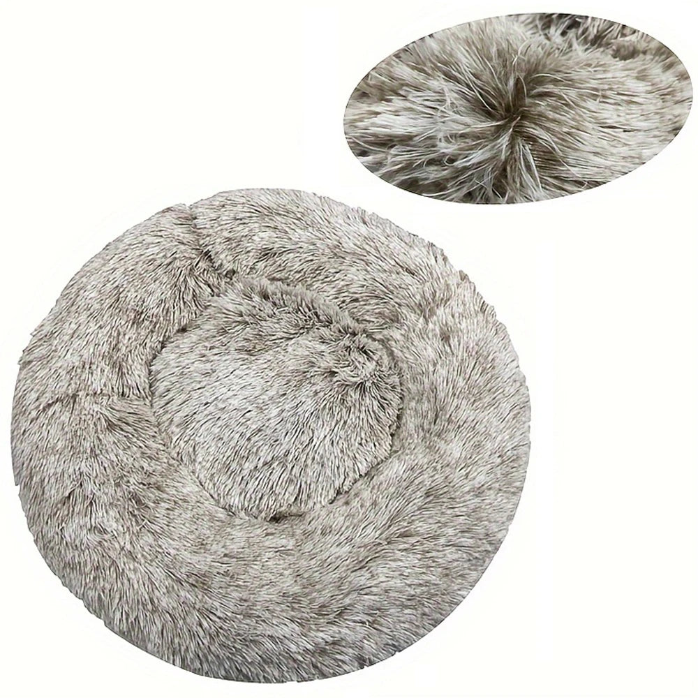 Cozy Plush Round Pet Bed for Dogs and Cats