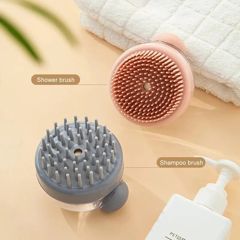 Silikon-Bürste für Haustiere mit Shampoo-Spender
