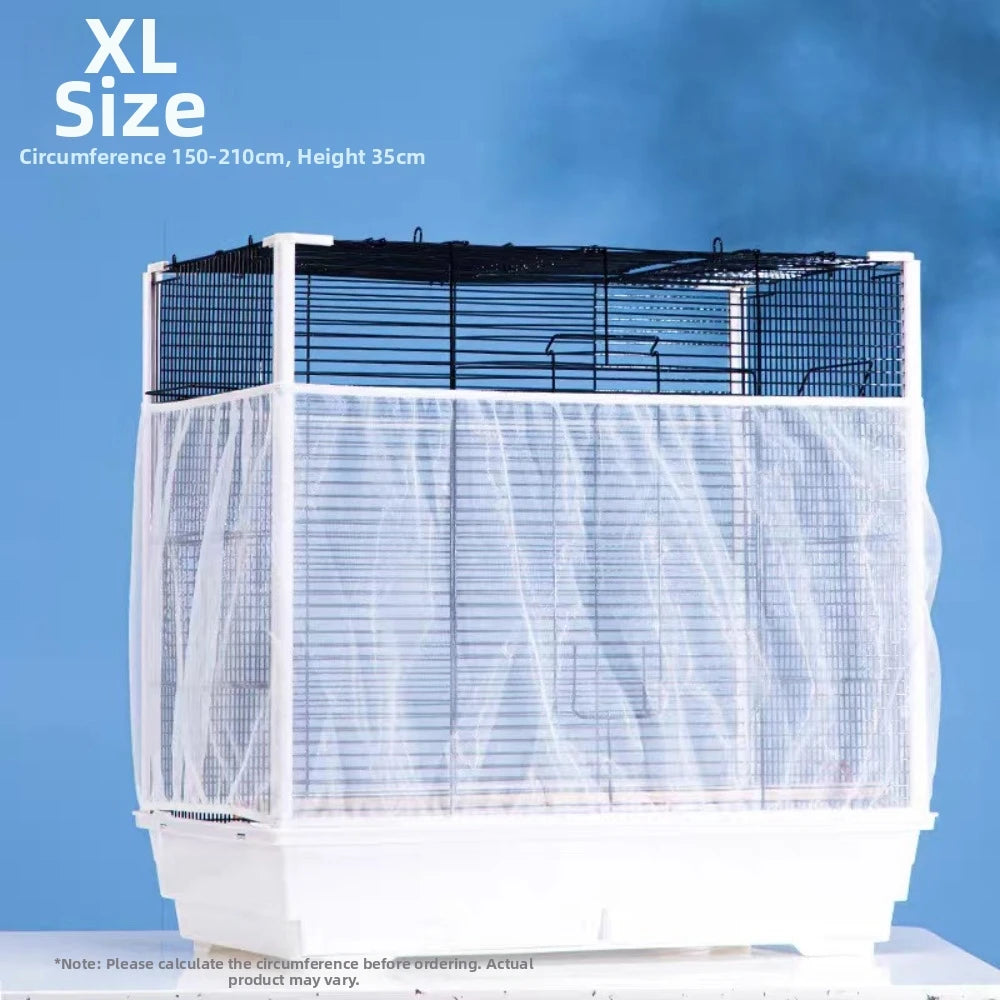 XL Size universal bird cage mesh cover set with black wire top and white netting base