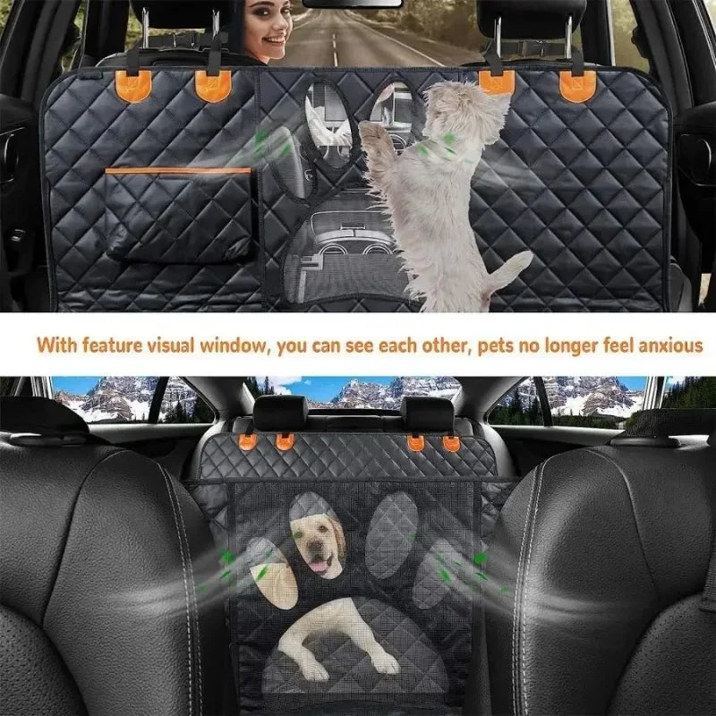 Waterproof Dog Car Seat Cover with Mesh Window and Side Zippers