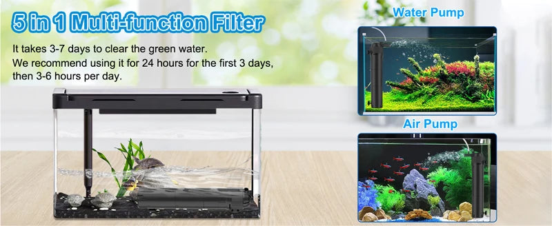 5-in-1 Silent Aquarium Filter with UV Sterilizer