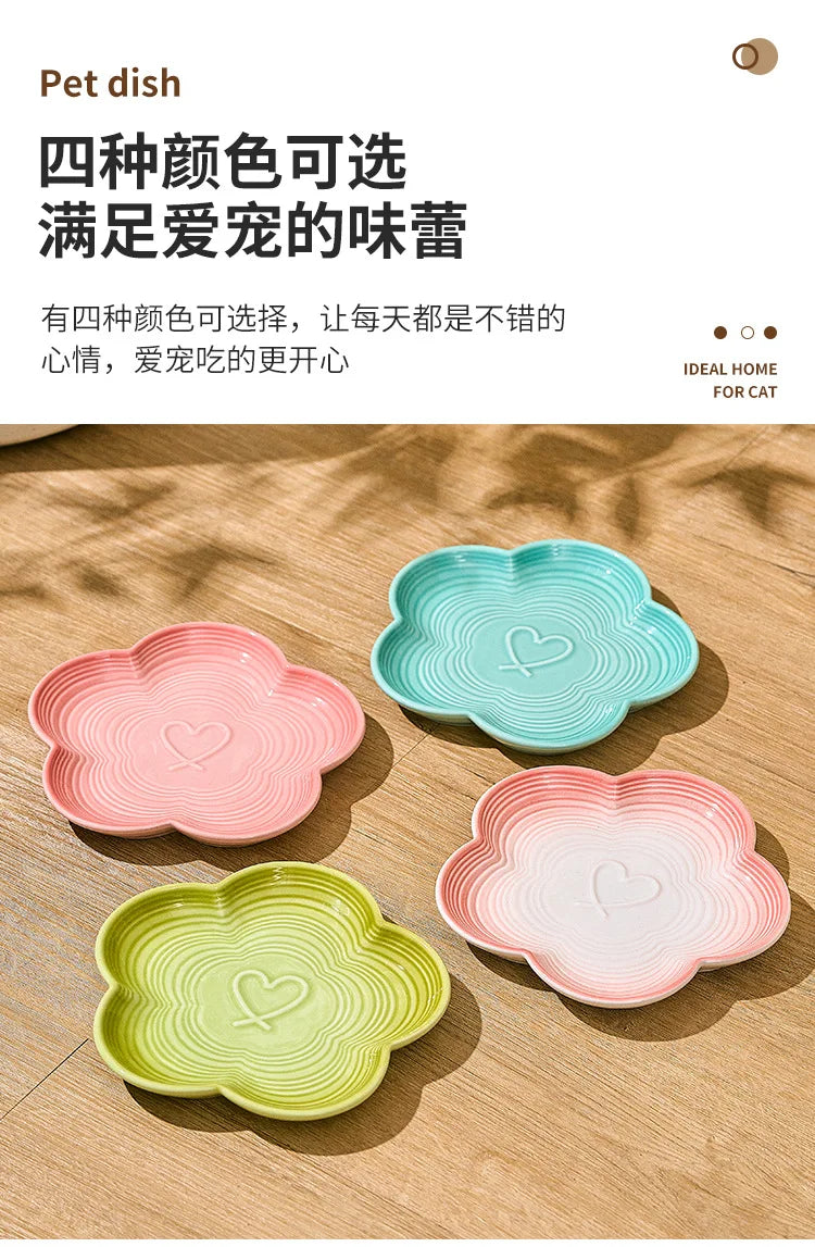 Ceramic Pet Bowl with Wood Stand – Elegant Bow Knot Design