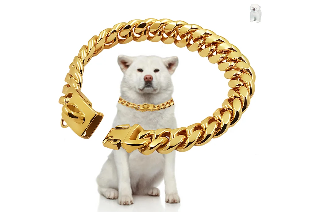 Stainless Steel Cuban Link Dog Collar